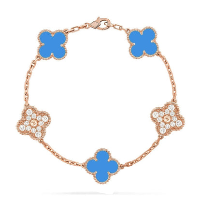 [sparkle Jewelry ] CLOVER 5 MOTIF BLUE AGATE BRACELET COLLECTION