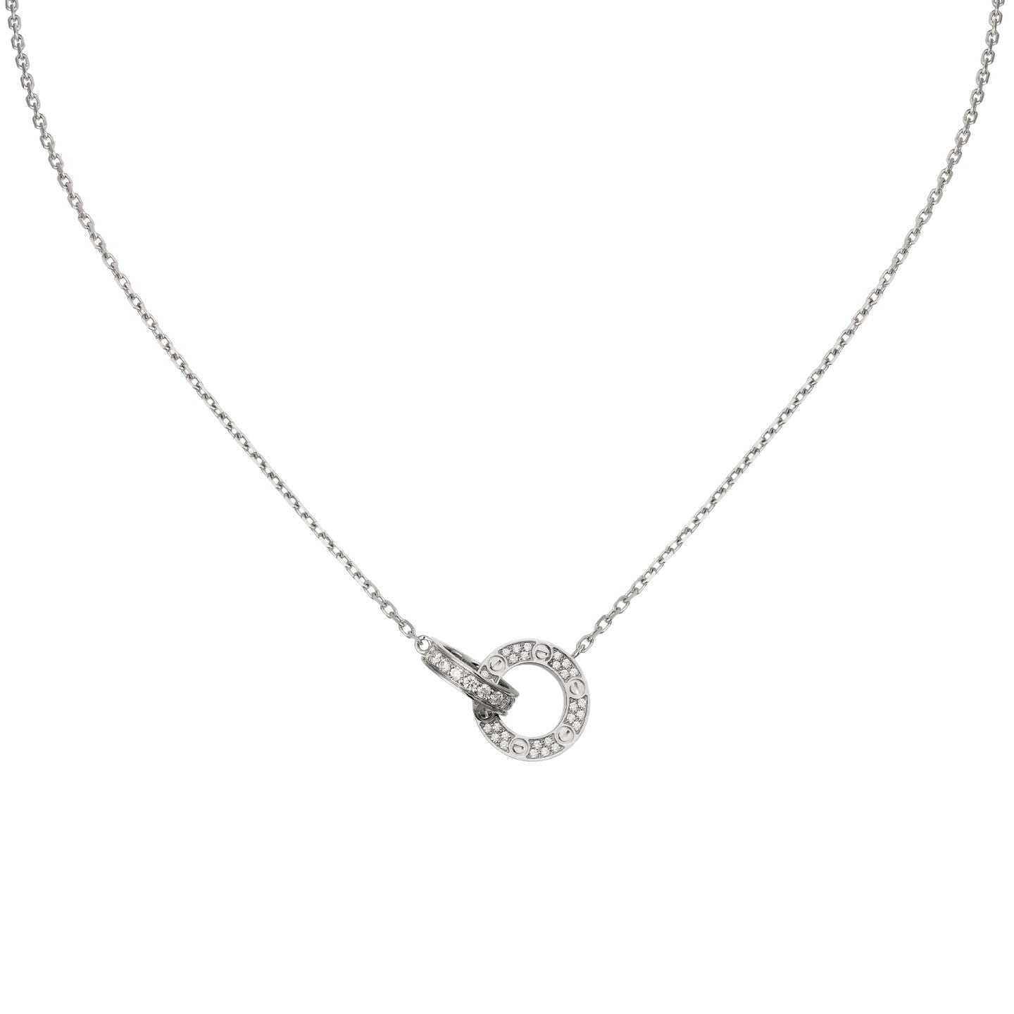 [Sparkle]DOPPELRING-ANHÄNGERKETTE MIT VOLLSTÄNDIGER PAVÉ-FASSUNG