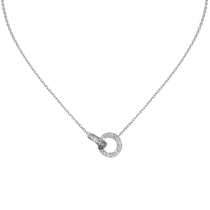 [Sparkle]DOPPELRING-ANHÄNGERKETTE MIT VOLLSTÄNDIGER PAVÉ-FASSUNG