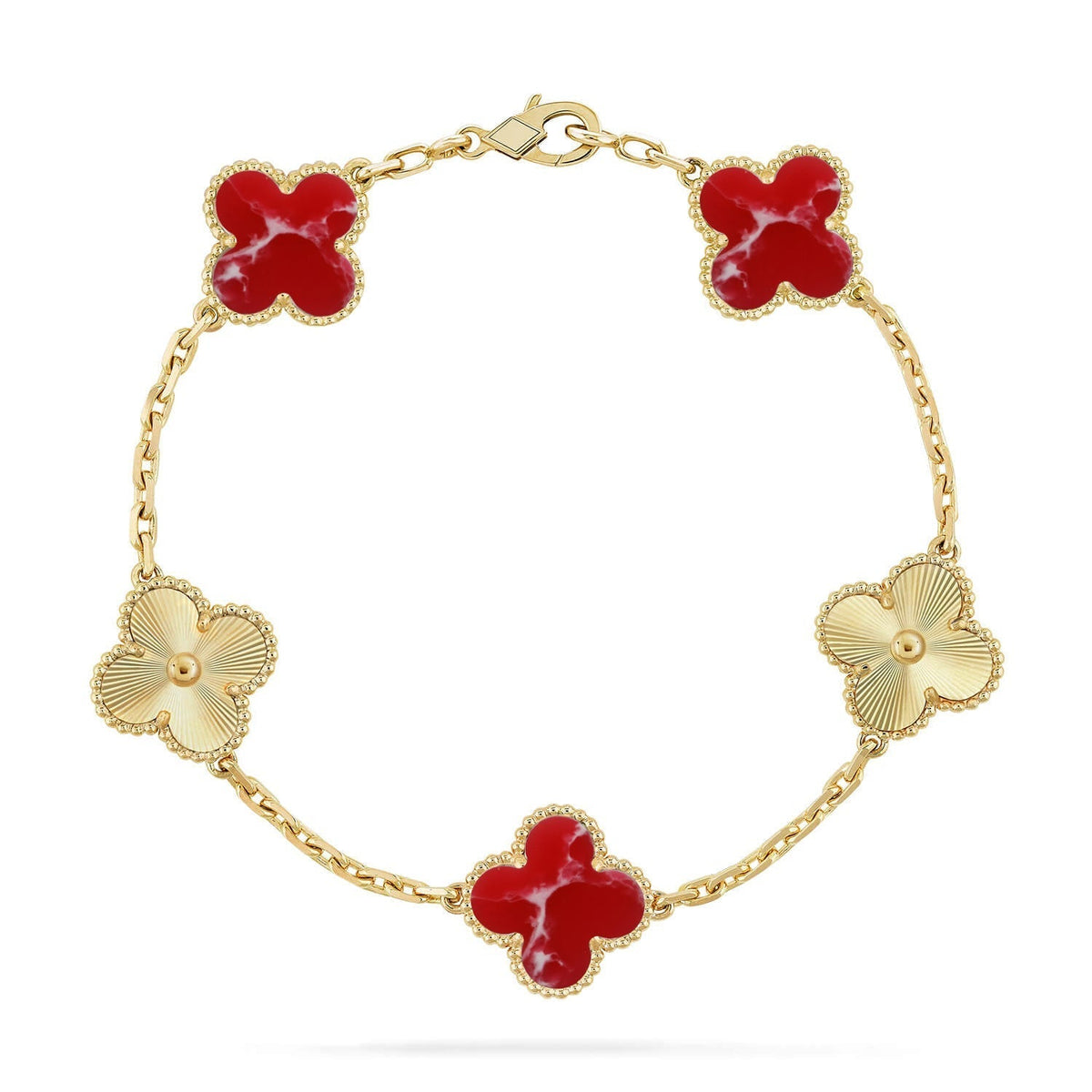 [sparkle Jewelry ]CLOVER 5 MOTIF RED PATTERN BRACELET COLLECTION
