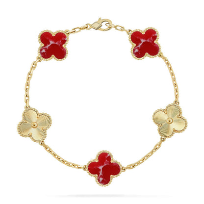 [sparkle Jewelry ]CLOVER 5 MOTIF RED PATTERN BRACELET COLLECTION