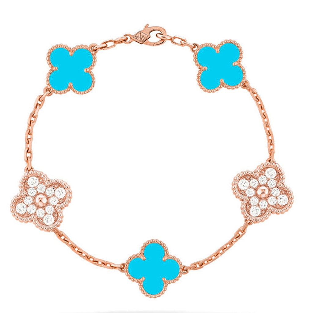 [sparkle Jewelry ] CLOVER 5 MOTIF TURQUOISE BRACELET COLLECTION