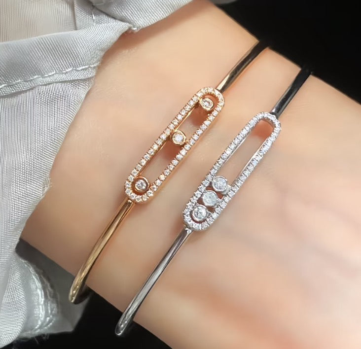 [sparkle Jewelry]Move Pavé Diamond Bangle Bracelet M