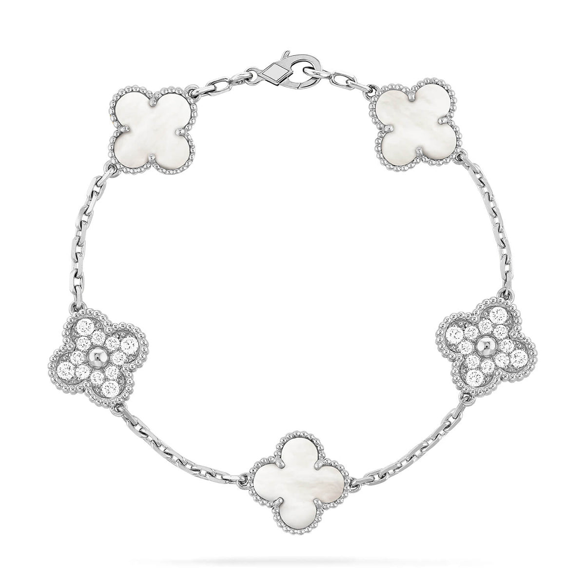 [Sparkle]LUCKY CLOVER 5モチーフ ブレスレット - マザーオブパール コレクション