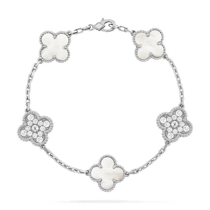 [Sparkle]LUCKY CLOVER 5モチーフ ブレスレット - マザーオブパール コレクション
