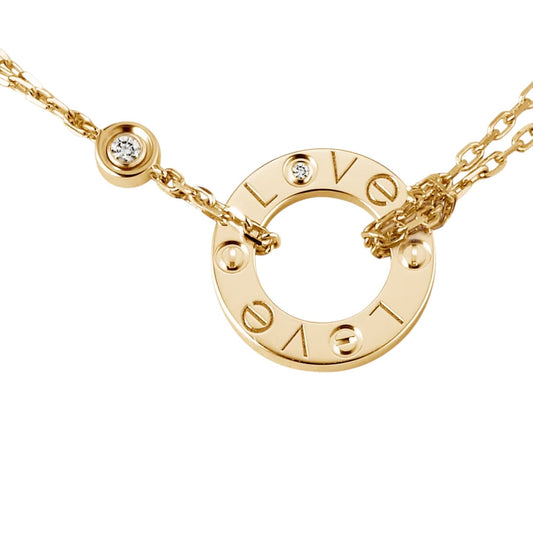 [Sparkle]HALSKEKETTE LOVE CIRCULAR PENDANT MIT 2 DIAMANTEN