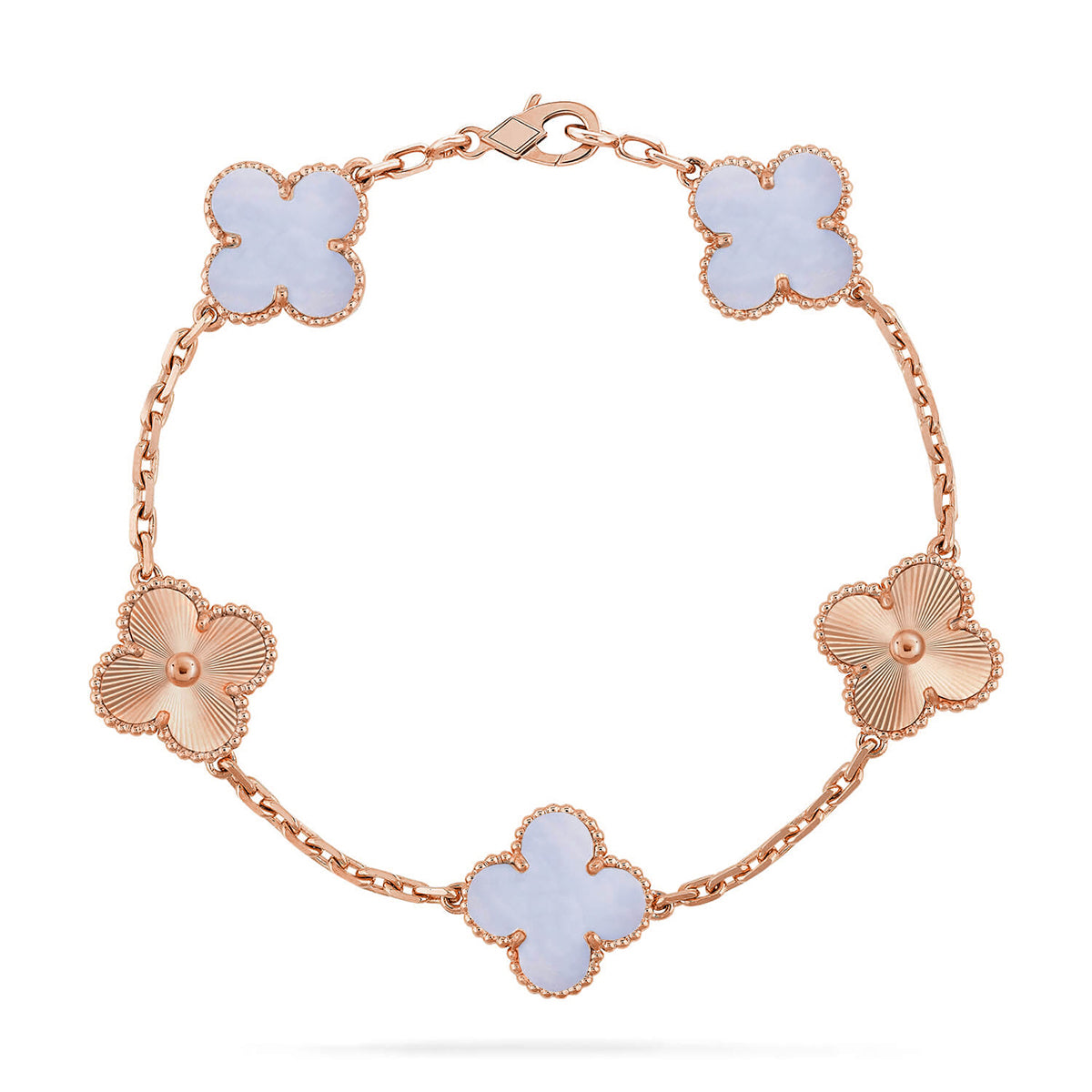 [Sparkle]LUCKY CLOVER 5-MOTIF-ARMBAND - PURPLE CHALCEDONY KOLLEKTION
