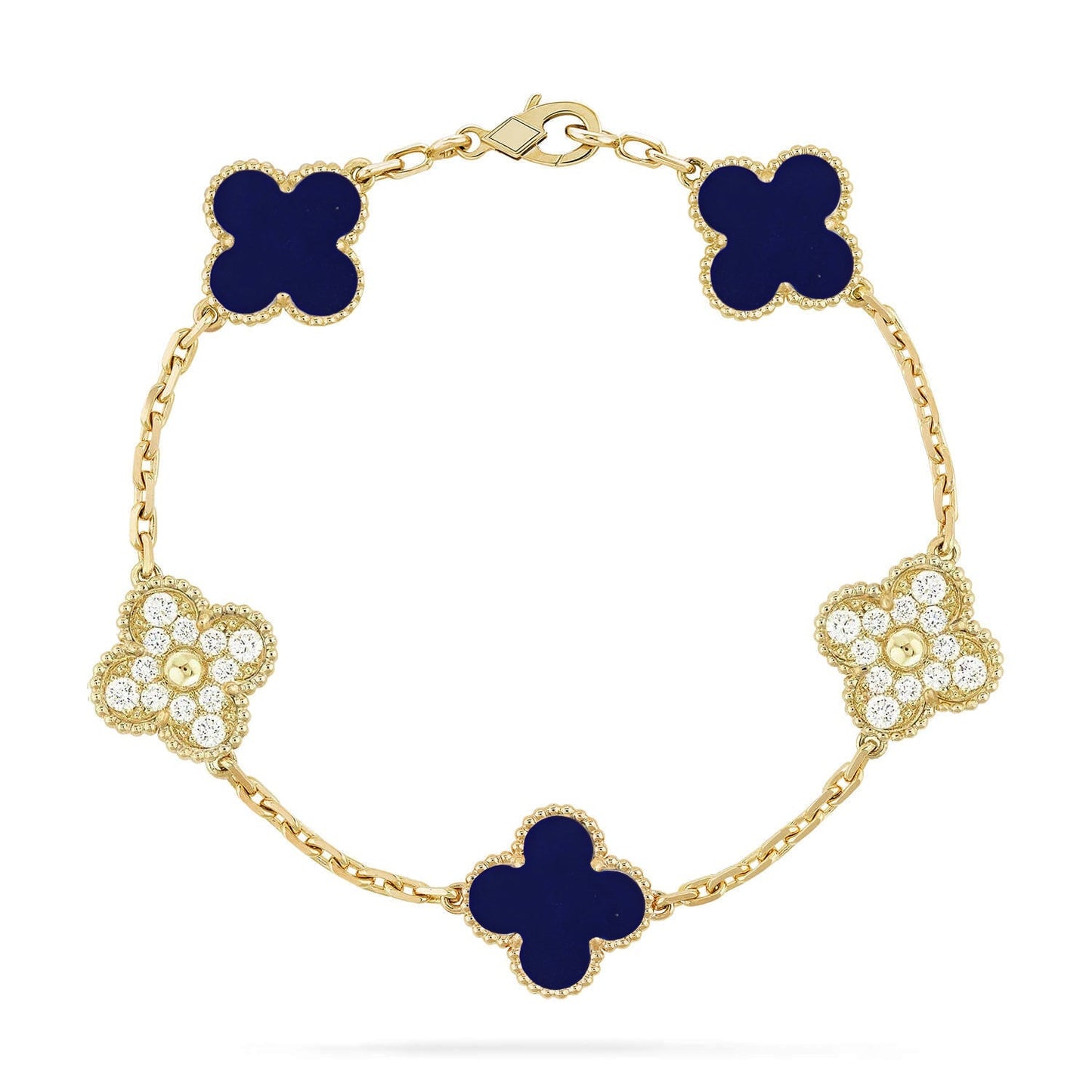 [Sparkle]LUCKY CLOVER 5-MOTIF-ARMBAND – LAPISLAZULI-KOLLEKTION