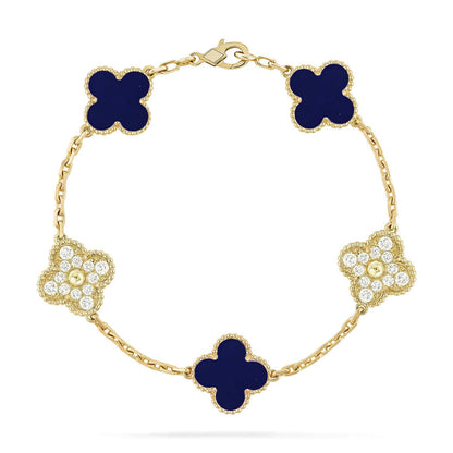 [Sparkle]LUCKY CLOVER 5-MOTIF-ARMBAND – LAPISLAZULI-KOLLEKTION