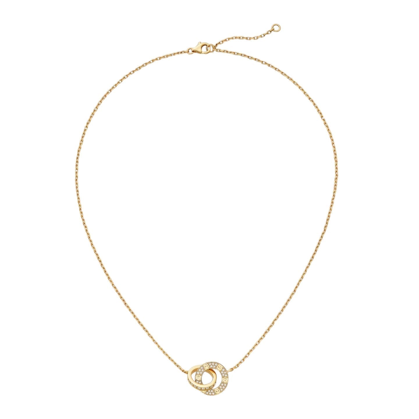 [Sparkle]DOPPELRING-ANHÄNGERKETTE MIT VOLLSTÄNDIGER PAVÉ-FASSUNG