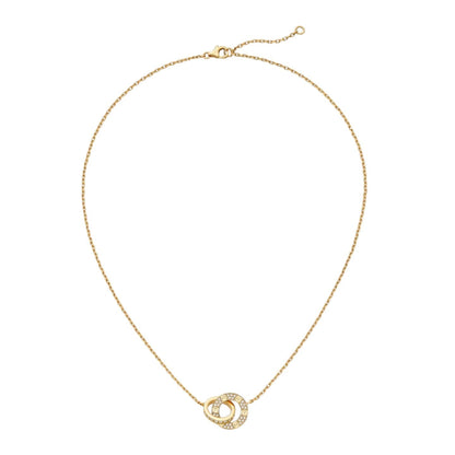 [Sparkle]DOPPELRING-ANHÄNGERKETTE MIT VOLLSTÄNDIGER PAVÉ-FASSUNG