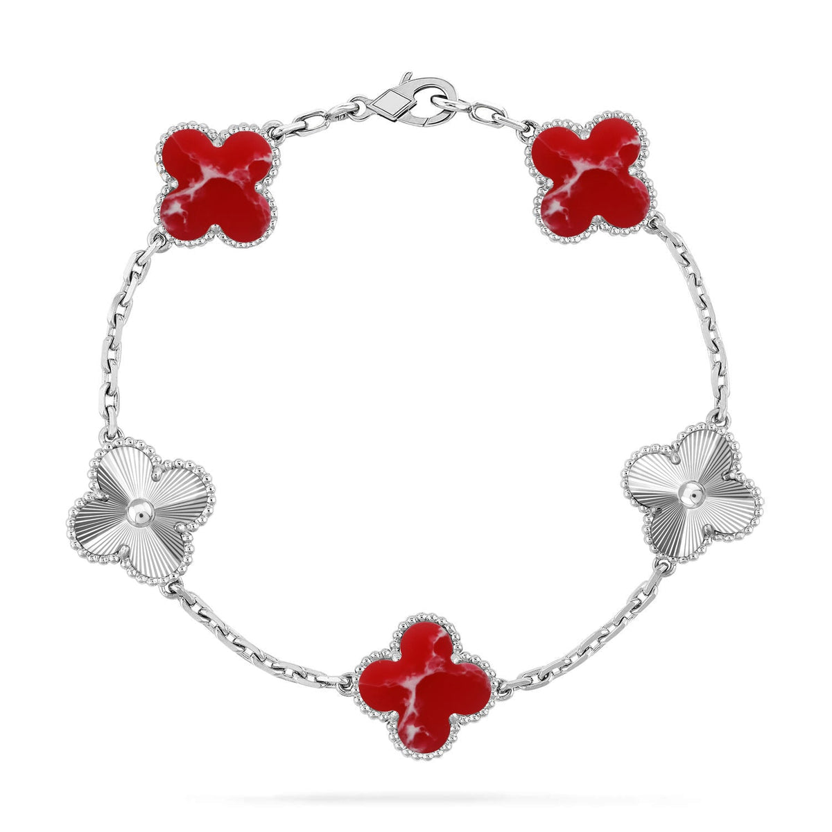 [sparkle Jewelry ]CLOVER 5 MOTIF RED PATTERN BRACELET COLLECTION
