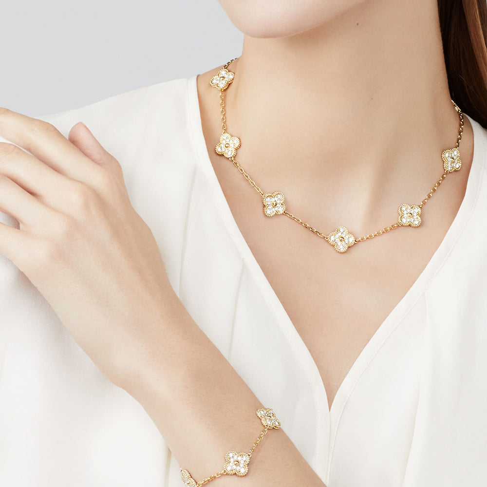 [sparkle Jewelry ]CLOVER 10 MOTIFS DIAMOND NECKLACE