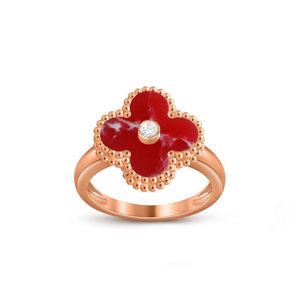 [Sparkle]ラッキー クローバー ダイヤモンドアクセント ローズゴールド リング コレクション