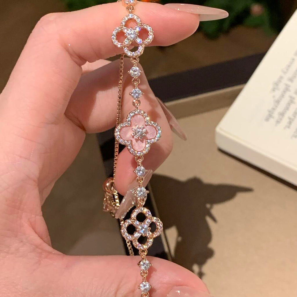 [sparkle Jewelry ]CLOVER 5 MOTIF PINK BLUE RED WHITE BRACELET