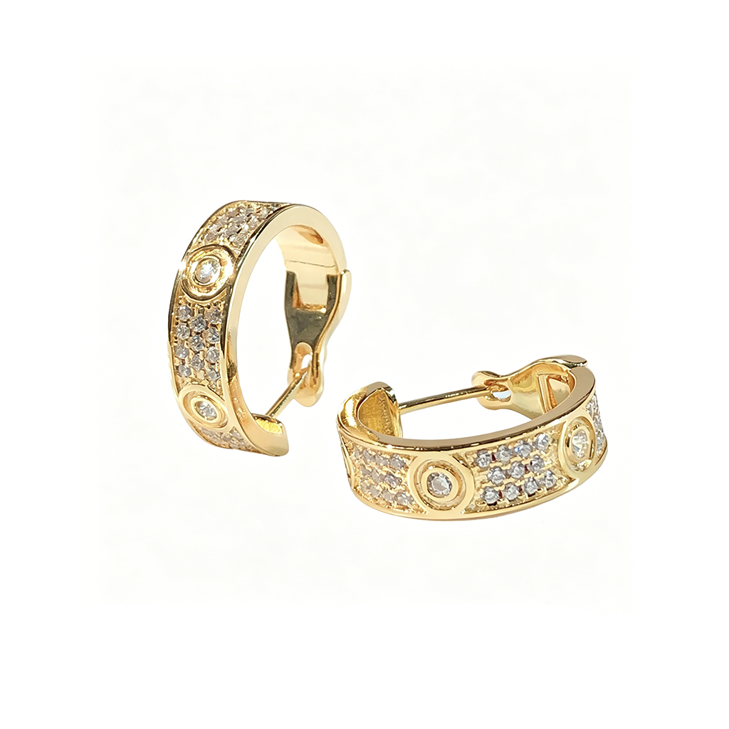 [sparkle Jewelery]LOVE 5.5MM DIAMOND PAVED EARRINGS