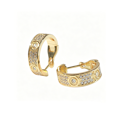 [sparkle Jewelery]LOVE 5.5MM DIAMOND PAVED EARRINGS