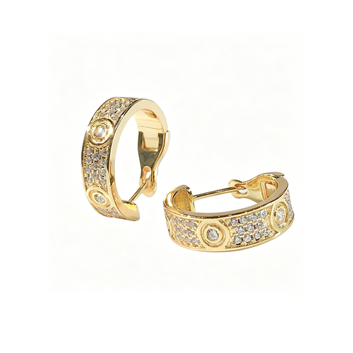 [sparkle Jewelery]LOVE 5.5MM DIAMOND PAVED EARRINGS