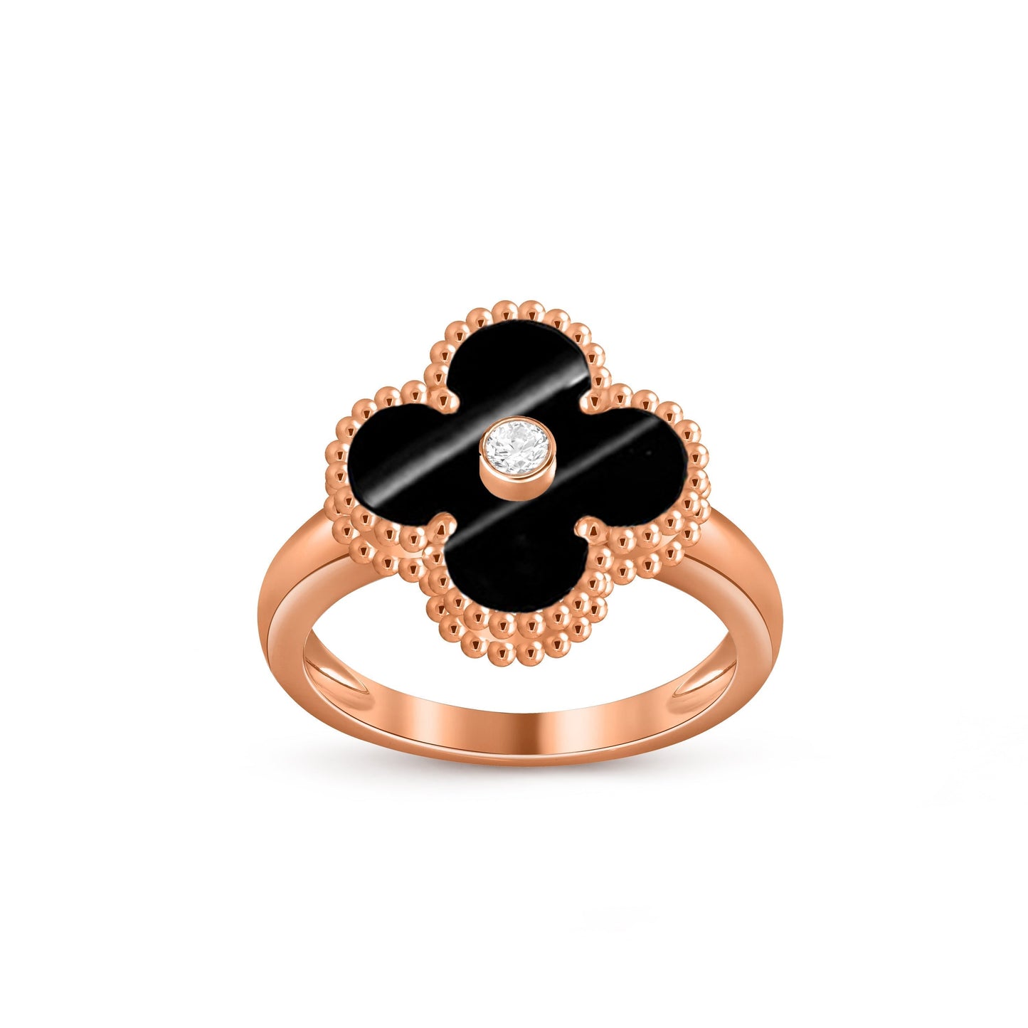 [Sparkle]ラッキー クローバー ダイヤモンドアクセント ローズゴールド リング コレクション