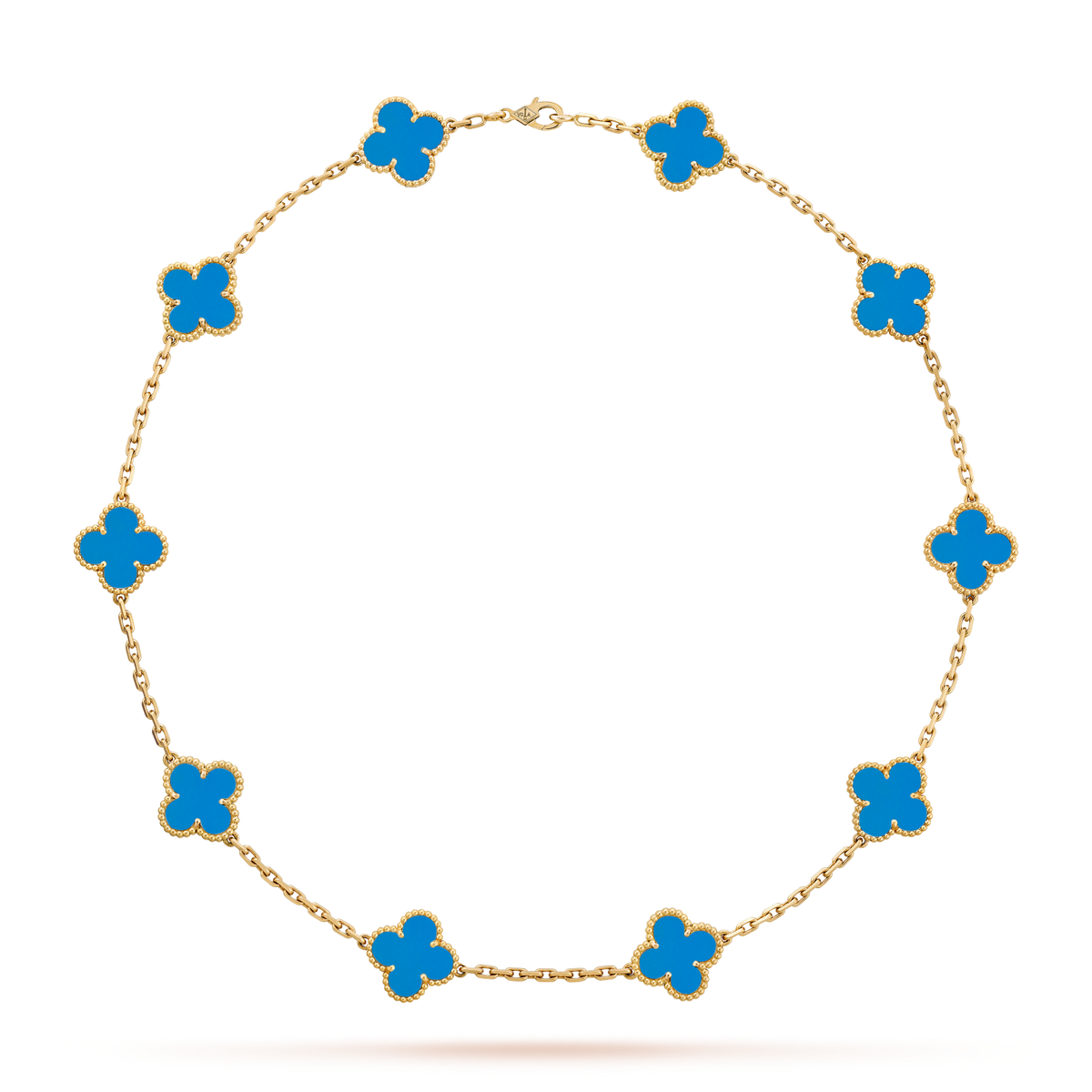 [sparkle Jewelry ]CLOVER 10 MOTIFS BLUE AGATE NECKLACE