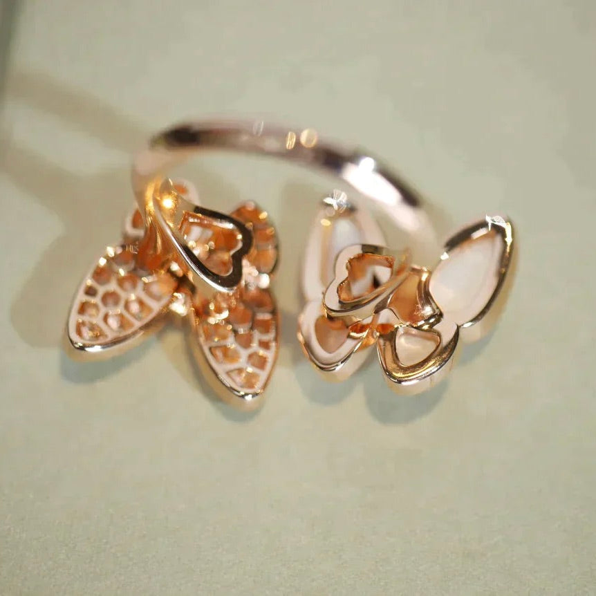 [sparkle Jewelry ]TWIN BUTTERFLY DIAMOND MOP RING