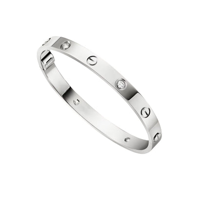 [Sparkle]KLASSISCHER 6.1MM LOVE EINZELSCHRAUBEN-VERSCHLUSS-ARMBAND - 4-DIAMANTEN