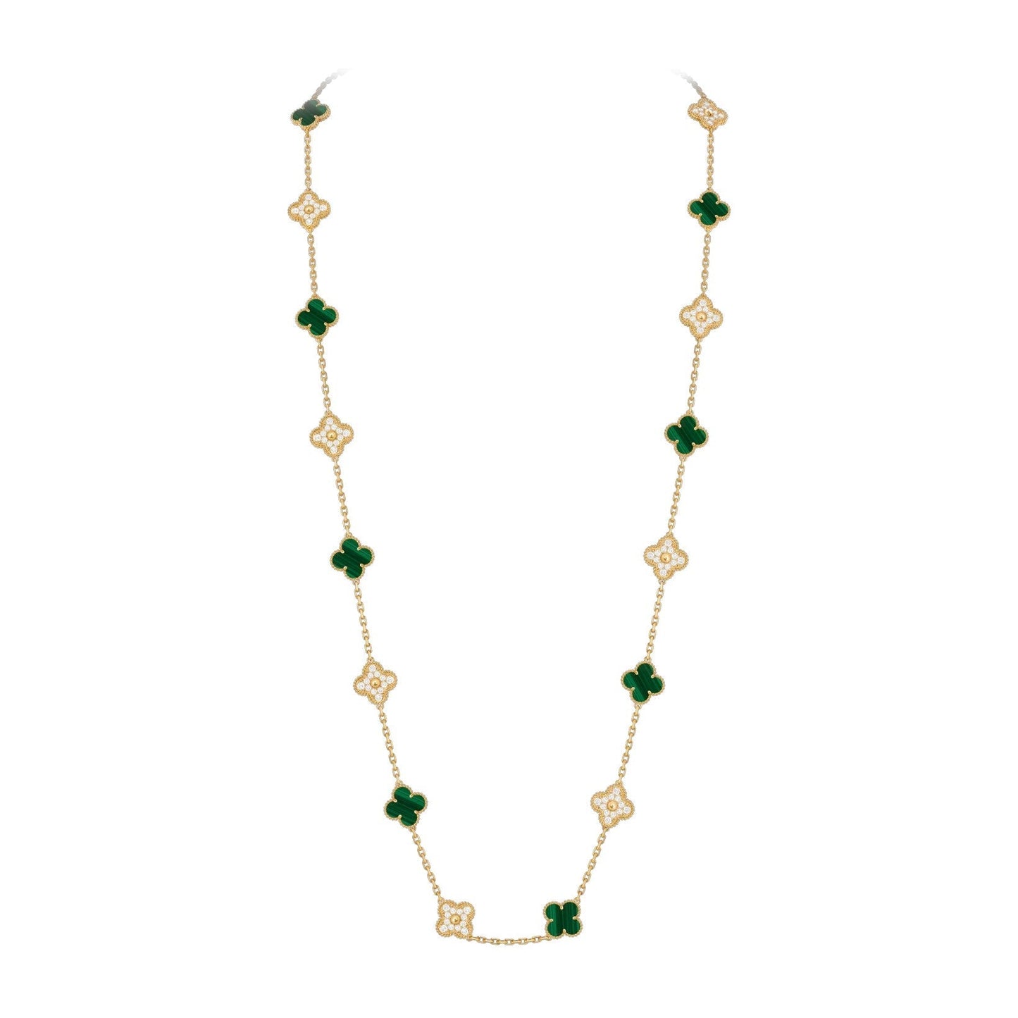 [Sparkle]CLASSIC 20-MOTIF LUCKY CLOVER LONG NECKLACE GOLD COLLECTION