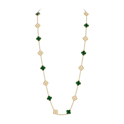 [Sparkle]CLASSIC 20-MOTIF LUCKY CLOVER LONG NECKLACE GOLD COLLECTION