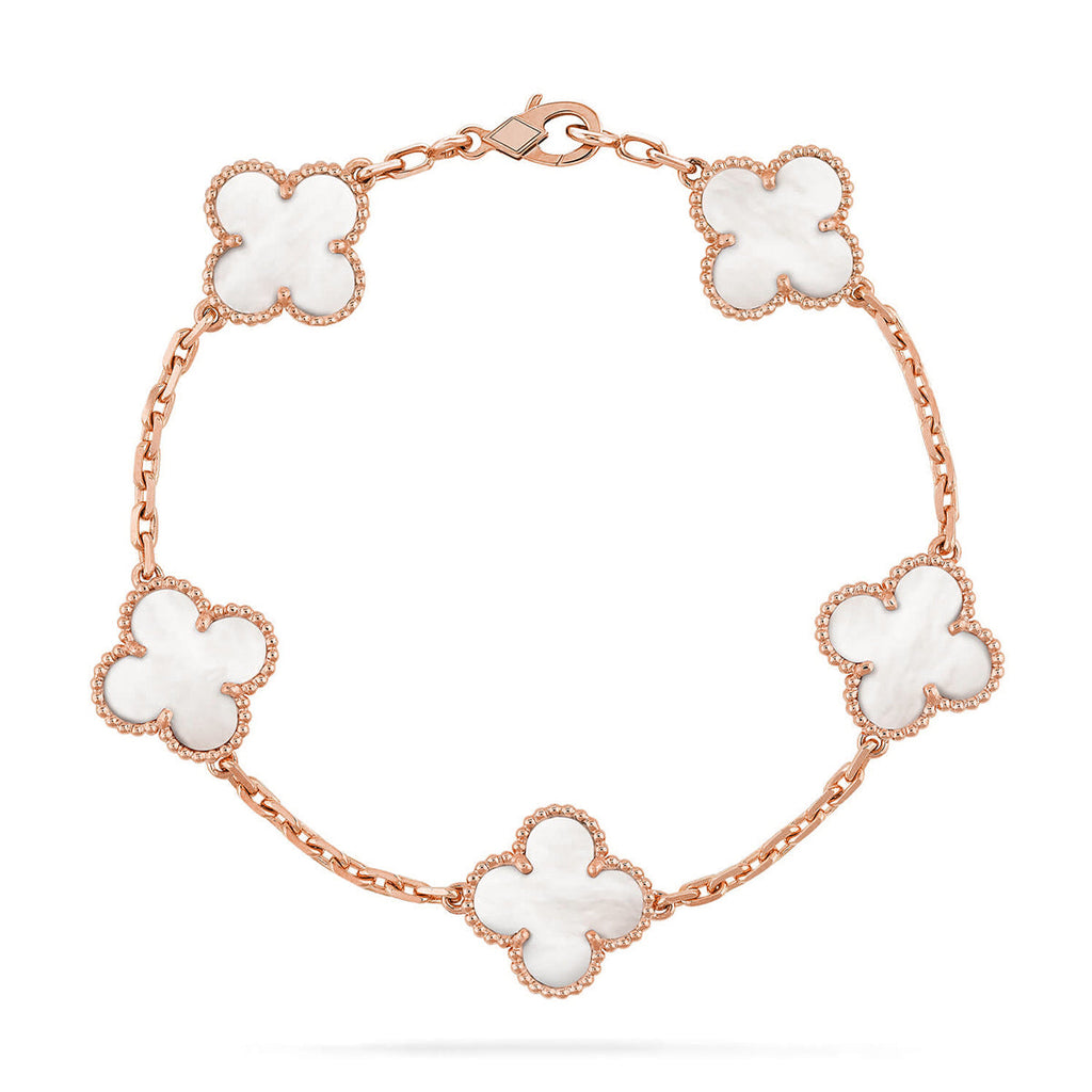 [sparkle Jewelry ]CLOVER WHITE PEARL MOP 5 MOTIF BRACELET COLLECTION