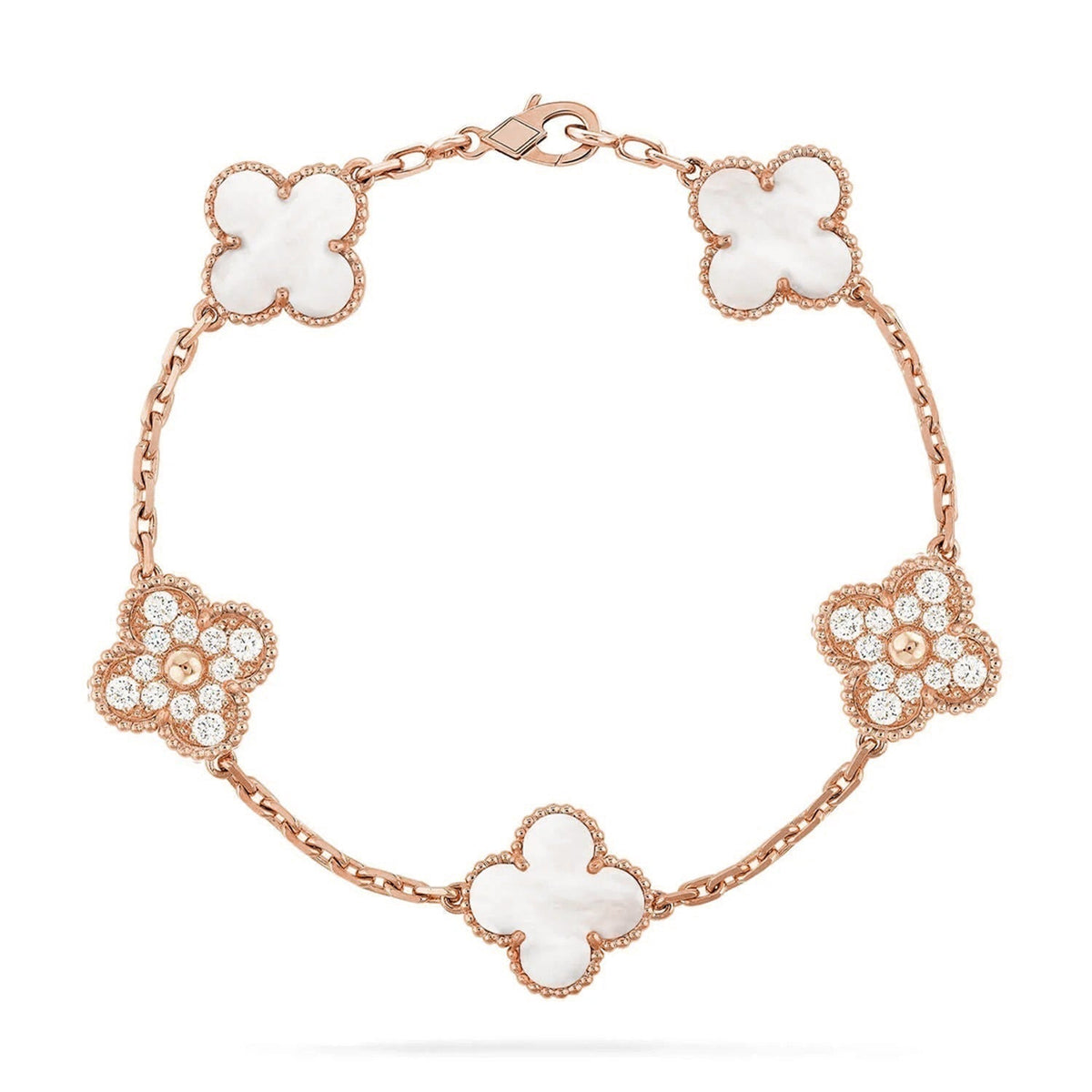 [sparkle Jewelry ]CLOVER WHITE PEARL MOP 5 MOTIF BRACELET COLLECTION
