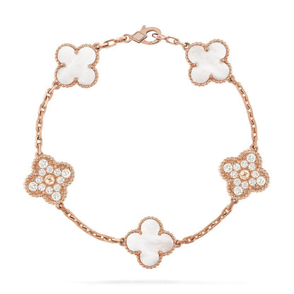 [sparkle Jewelry ]CLOVER WHITE PEARL MOP 5 MOTIF BRACELET COLLECTION