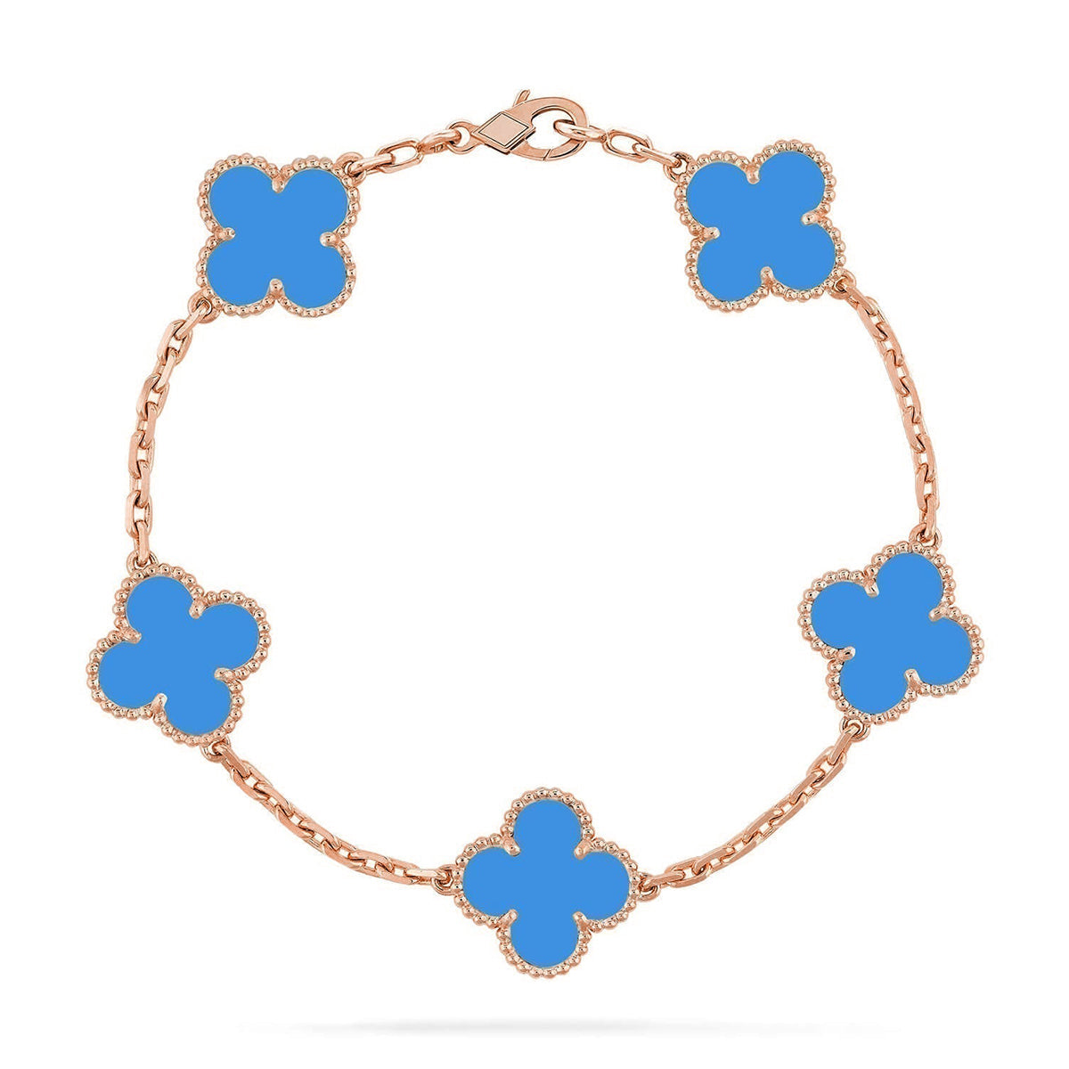 [sparkle Jewelry ] CLOVER 5 MOTIF BLUE AGATE BRACELET COLLECTION