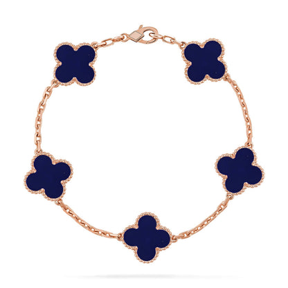[Sparkle]LUCKY CLOVER 5-MOTIF-ARMBAND – LAPISLAZULI-KOLLEKTION