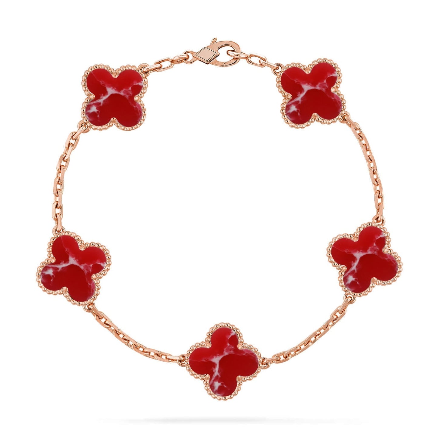 [Sparkle]LUCKY CLOVER 5-MOTIV-ARMBAND - RED LARIMAR KOLLEKTION