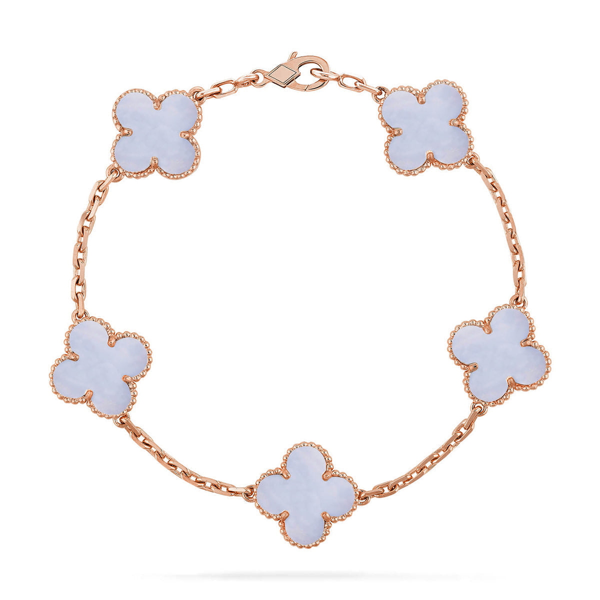 [Sparkle]LUCKY CLOVER 5-MOTIF-ARMBAND - PURPLE CHALCEDONY KOLLEKTION