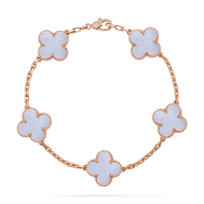 [Sparkle]LUCKY CLOVER 5-MOTIF-ARMBAND - PURPLE CHALCEDONY KOLLEKTION