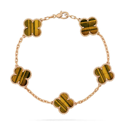 [sparkle Jewelry ] CLOVER 5 MOTIFS TIGER EYE BRACELET COLLECTION