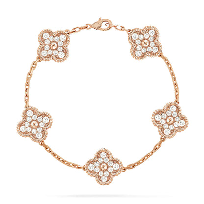 [Sparkle]Armband LUCKY CLOVER 5 Motive – VOLLSTÄNDIG MIT DIAMANTEN BESETZT