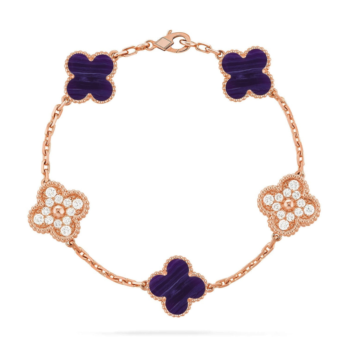 [sparkle Jewelry ]CLOVER 5 MOTIF PURPLE STRIPES BRACELET COLLECTION
