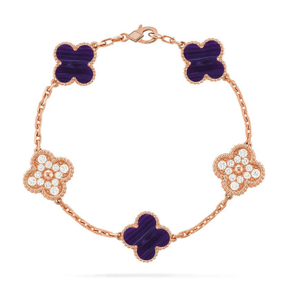 [sparkle Jewelry ]CLOVER 5 MOTIF PURPLE STRIPES BRACELET COLLECTION