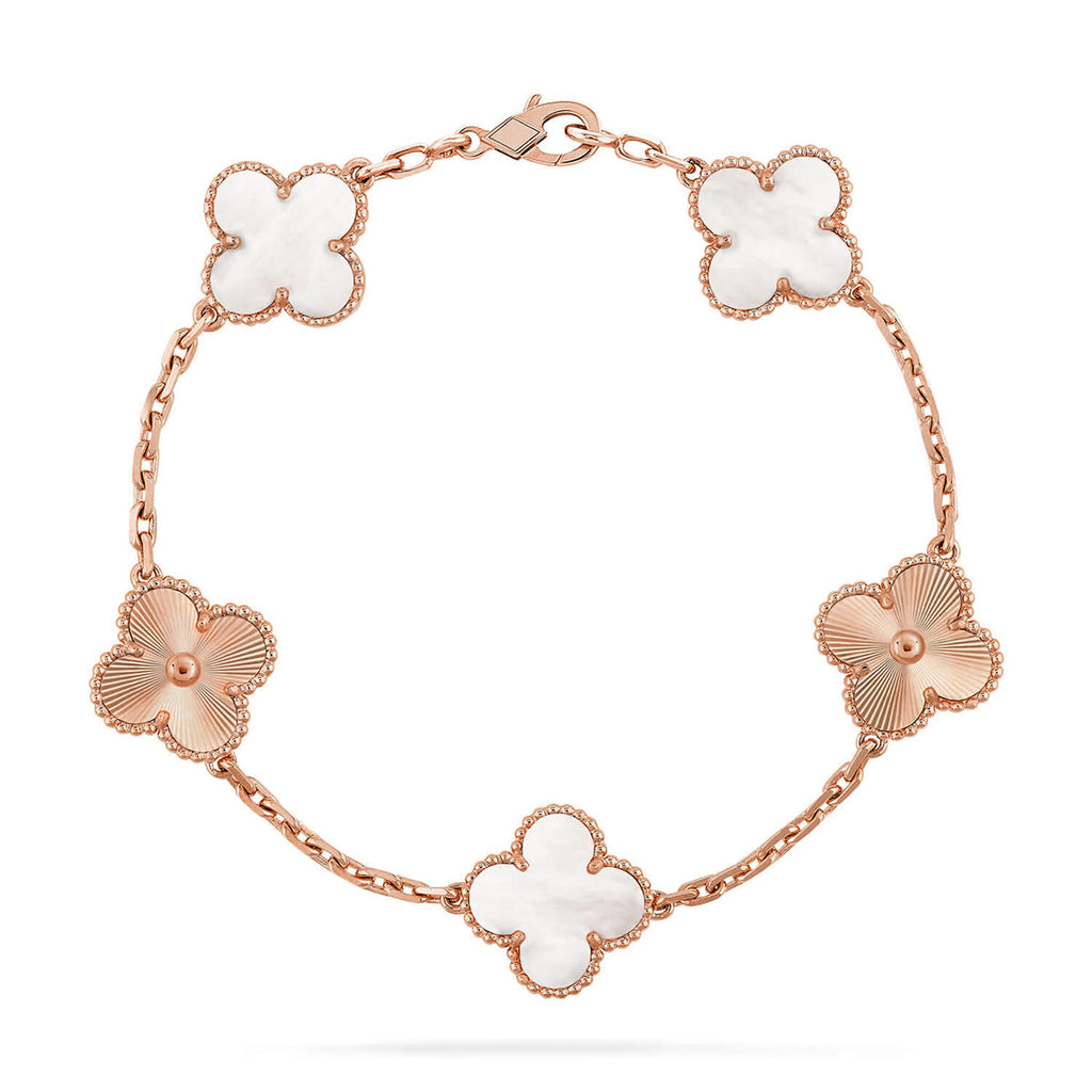 [sparkle Jewelry ]CLOVER WHITE PEARL MOP 5 MOTIF BRACELET COLLECTION