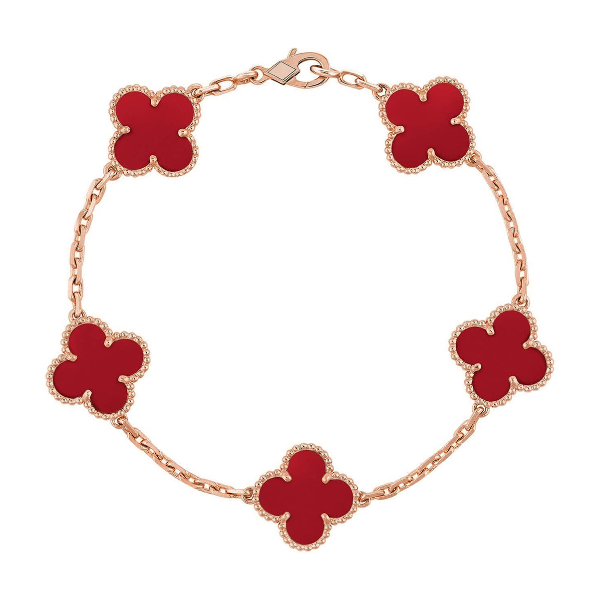 [sparkle Jewelry ] CLOVER 5 MOTIF RED CORNELIAN BRACELET COLLECTION