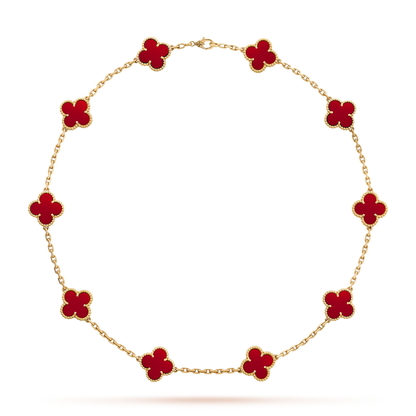 [sparkle Jewelry ]CLOVER 10 MOTIFS CARNELIAN NECKLACE