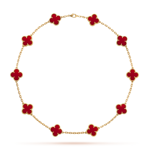 [sparkle Jewelry ]CLOVER 10 MOTIFS CARNELIAN NECKLACE