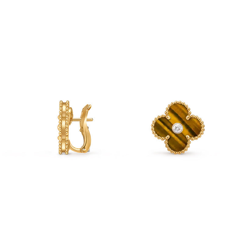 [Sparkle]15MM KLEEBLATT-OHRSTECKER DIAMANT-GOLD-KOLLEKTION