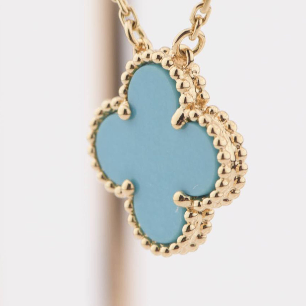 [sparkle Jewelry ]CLOVER 15MM VINTAGE TURQUOISE NECKLACE