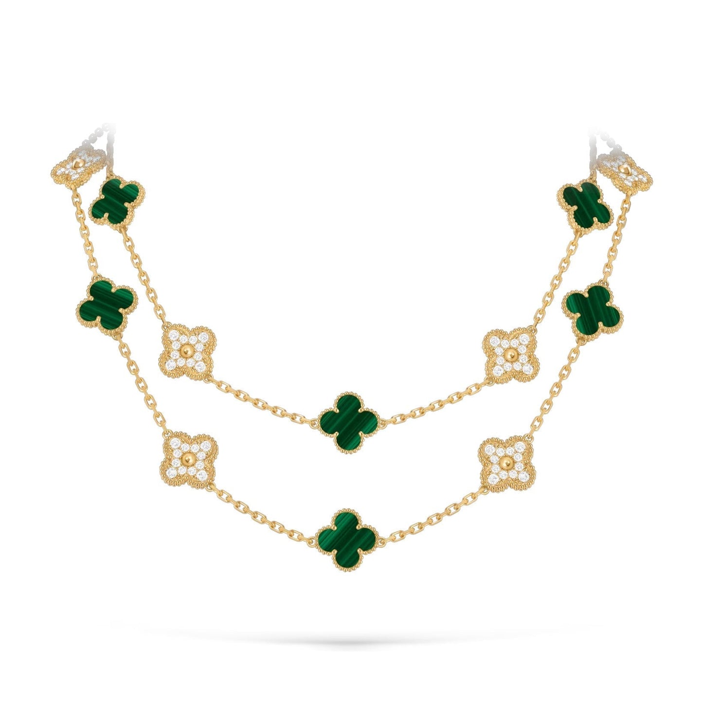 [Sparkle]CLASSIC 20-MOTIF LUCKY CLOVER LONG NECKLACE GOLD COLLECTION