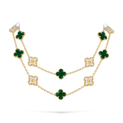[Sparkle]CLASSIC 20-MOTIF LUCKY CLOVER LONG NECKLACE GOLD COLLECTION