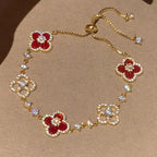 [sparkle Jewelry ]CLOVER 5 MOTIF PINK BLUE RED WHITE BRACELET