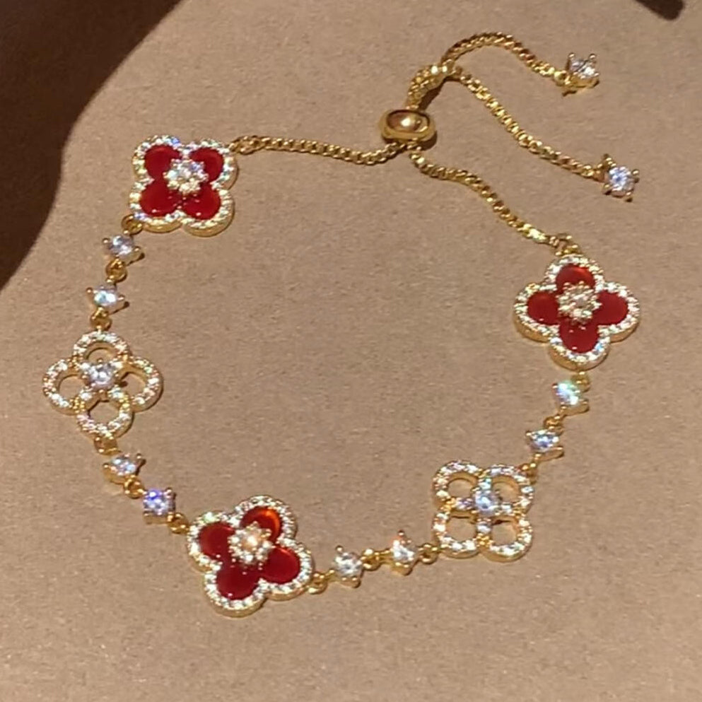 [sparkle Jewelry ]CLOVER 5 MOTIF PINK BLUE RED WHITE BRACELET